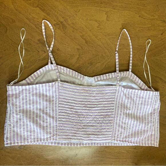Anthropologie Bustier Top Striped Seersucker Printed Sleeveless Crop Top Size 1x - Picture 6 of 11